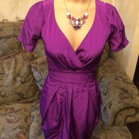 ASOS cut open back purple tulip cocktail dress - Picture 2 of 7